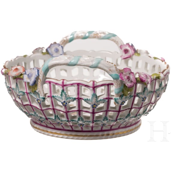 Deckeldose und Henkelkorb, Meissen, 1860 - 1924