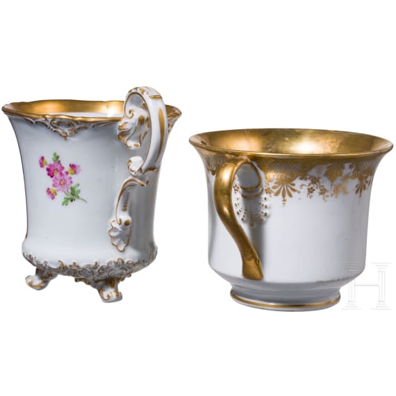Ansichtentasse Ordenspalais (Prinz-Karl-Palais) , Untertasse, KPM, 1837-47/ Tasse, Meissen, um 1810