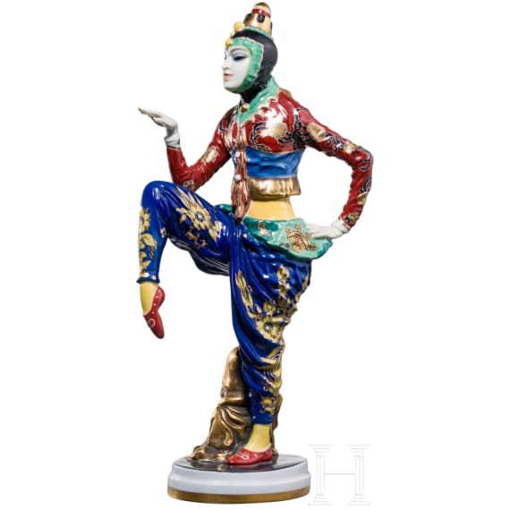 A porcelain dancing figure of Anita Berber "Korean Dance", Constantin Holzer-Defanti, 1919 (design), Rosenthal Kunstabteilung Selb, circa 1929