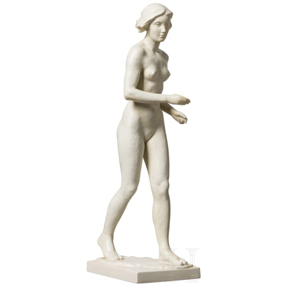 A buiscuit porcelain figure of a walking nude "Die Schreitende", Ottmar Obermaier, 1931 (design), Rosenthal, Kunstabteilung Selb, 1940s (finish)