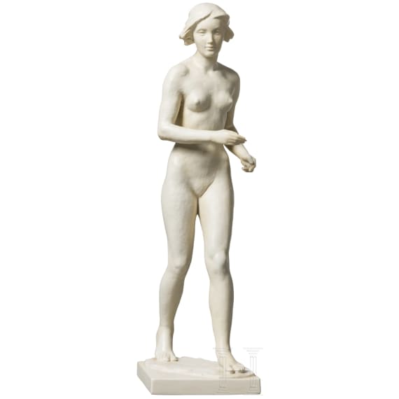 A buiscuit porcelain figure of a walking nude "Die Schreitende", Ottmar Obermaier, 1931 (design), Rosenthal, Kunstabteilung Selb, 1940s (finish)