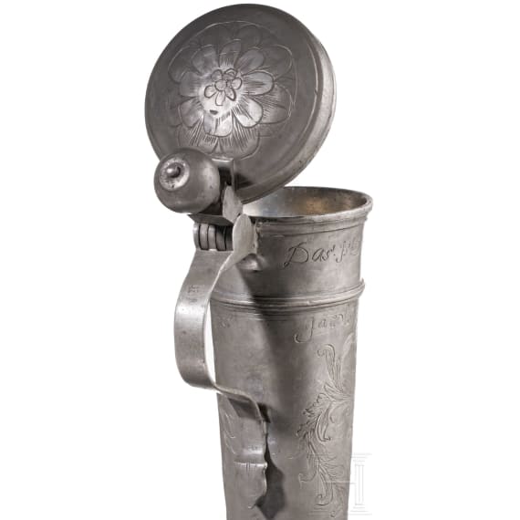 A Rostock pewter guild tankard (roerken), dated 1756