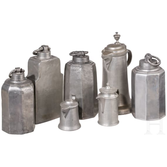 A large group of German pewter objects, 18th/19th century