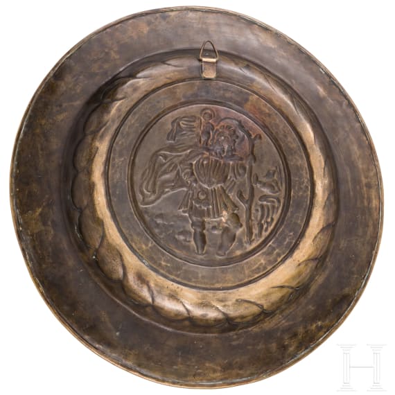 A Nuremberg alms dish with Christophorus motive, 1st half of the 17th century