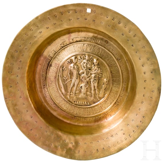 A Nuremberg alms basin with Adam & Eve motive, 1st half of the 16th century