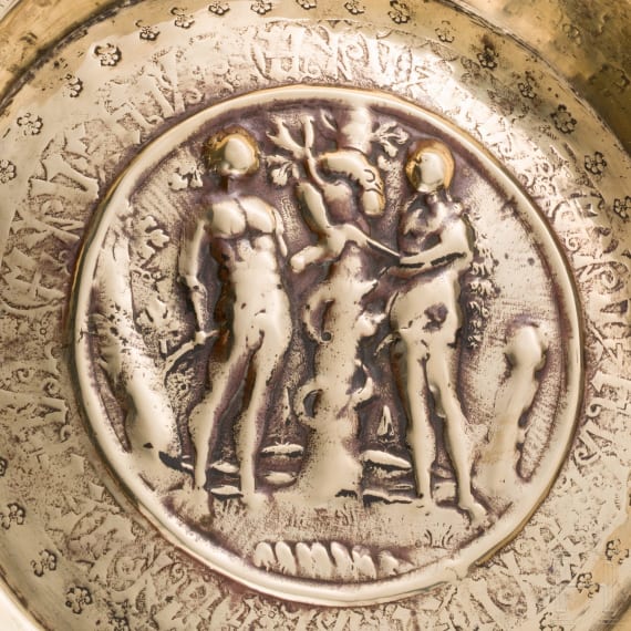 A Nuremberg alms basin with adam & Eve motive, 1st half of the 16th century