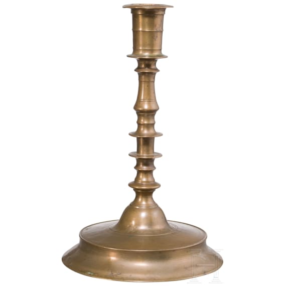 A Nuremberg brass renaissance candlestick, mid 16th century