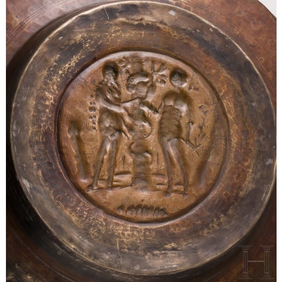 A Nuremberg alms basin with adam & Eve motive, 1st half of the 16th century