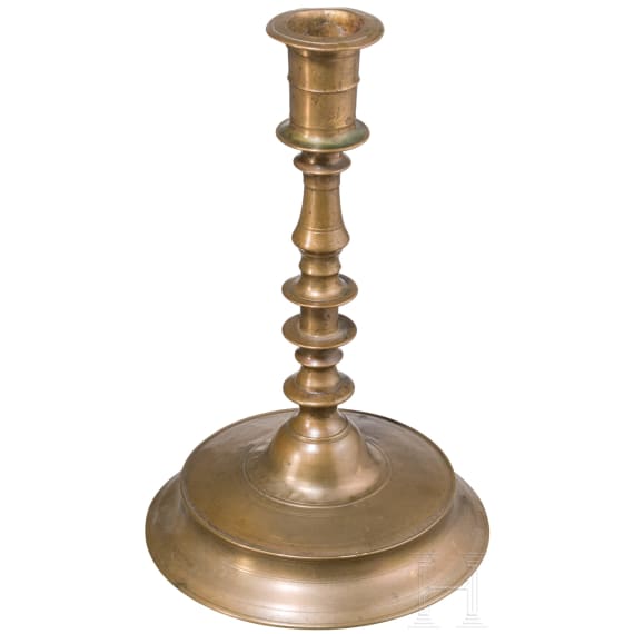 A Nuremberg brass renaissance candlestick, mid 16th century