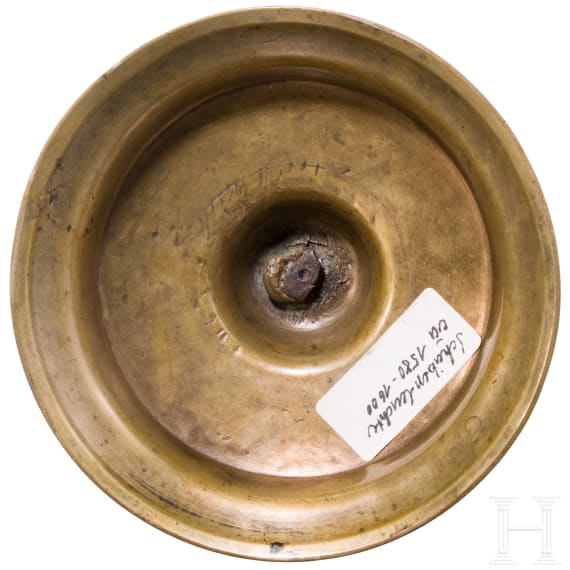 A Nuremberg brass renaissance candlestick, mid 16th century