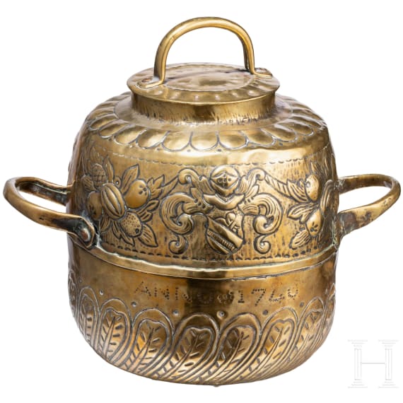 A Dutch fire pot, dated 1740