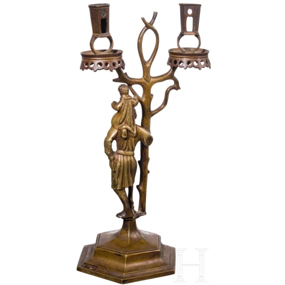 A Christophus candlestick in Nuremberg gothic style, Germany ca. 1880