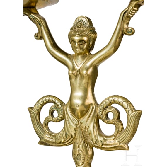 A figural brass candlestick in Nuremberg renaissance style, ca. 1900