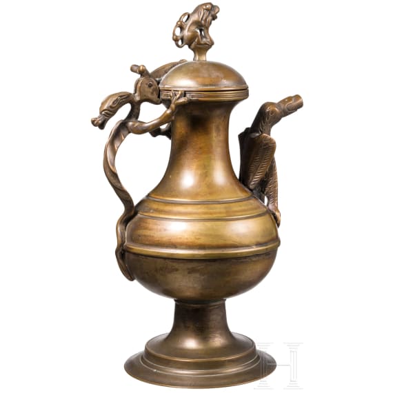 A Victorian nuremberg brass jug in gothic style, Germany ca. 1880