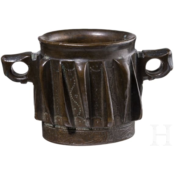 A Portuguese bronze mortar, 15th/16th century