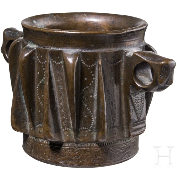A Portuguese bronze mortar, 15th/16th century