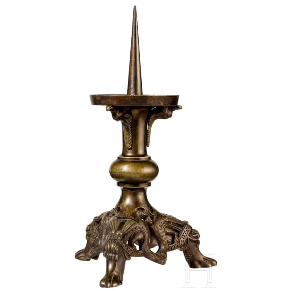 A pricket candlestick in romanesque style, germany, ca. 1880