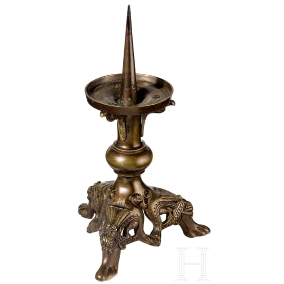 A pricket candlestick in romanesque style, germany, ca. 1880