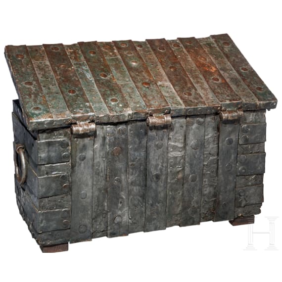 A heavy oak and iron armada chest, Tyrol, 1st half of the 16th century