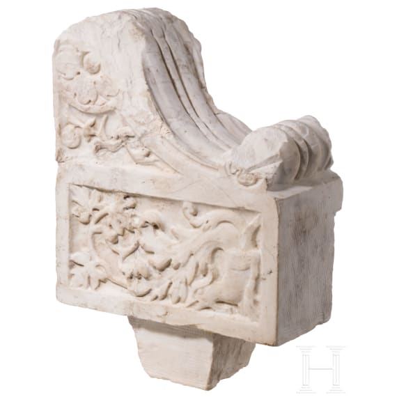 A marble relief with foliate ornament, 15th century