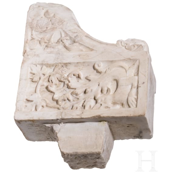 A marble relief with foliate ornament, 15th century
