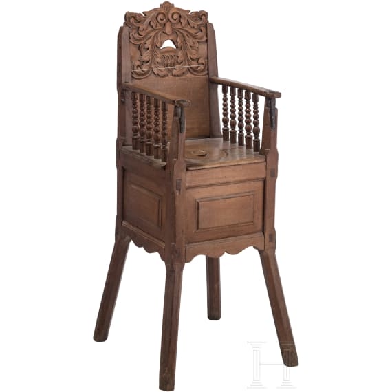 A French high chair with carved mascaron, circa 1700