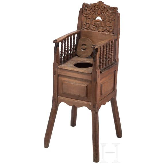 A French high chair with carved mascaron, circa 1700