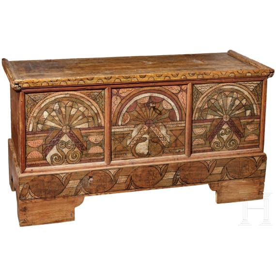 A Bavarian wooden trunk, 2nd half of the 17th century