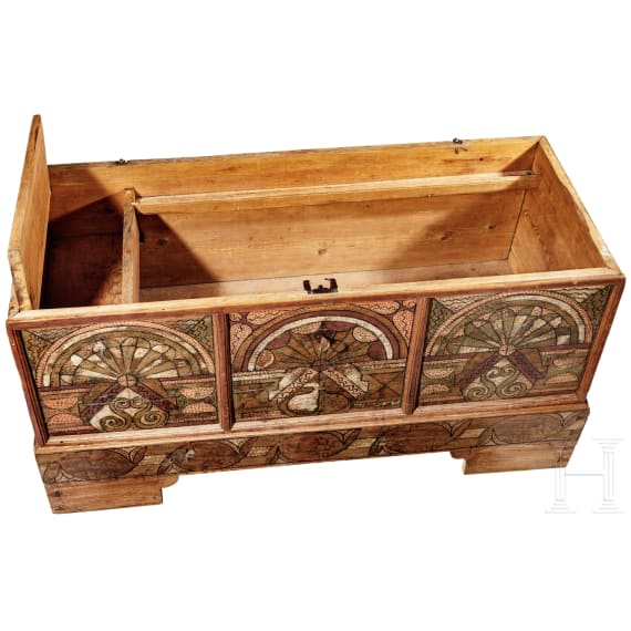 A Bavarian wooden trunk, 2nd half of the 17th century
