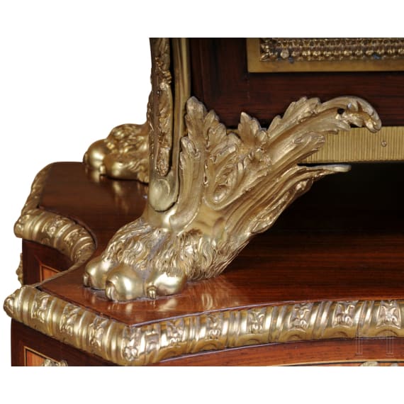A French gilt-bronze mounted pedestal (&bdquo;gaine") in Louis XVI-style, after a model by Jean-Henri Riesener, 20th century