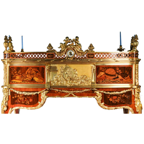 A magnificent French Louis XV-style cylinder bureau, modelled on the Bureau du Roi by Jean-Fran&ccedil;ois Oeben and Jean-Henri Riesener, circa 1900