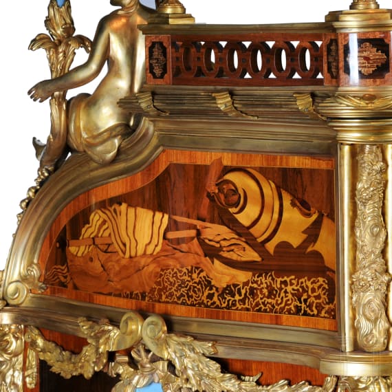 A magnificent French Louis XV-style cylinder bureau, modelled on the Bureau du Roi by Jean-Fran&ccedil;ois Oeben and Jean-Henri Riesener, circa 1900