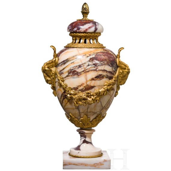 Covered marble and gilt-bronze cassolette, probably France, probably late 19th century