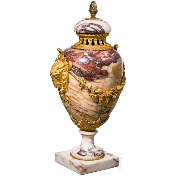 Covered marble and gilt-bronze cassolette, probably France, probably late 19th century