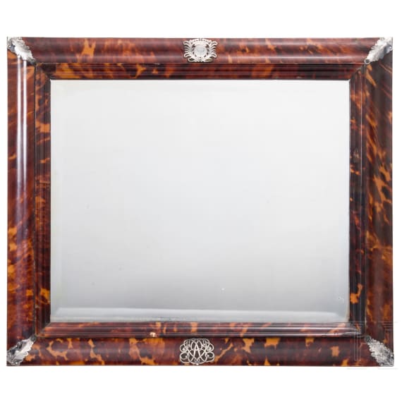 Silver-mounted tortoiseshell table mirror, Anonymous, probably early 20th century