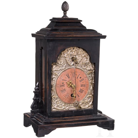 Early Dutch table clock with engraved brass dial, probably Northern Netherlands (Friesland), circa 1700&ndash;1725