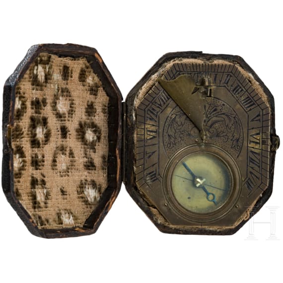 A sundial with compass, probably German, 18th century