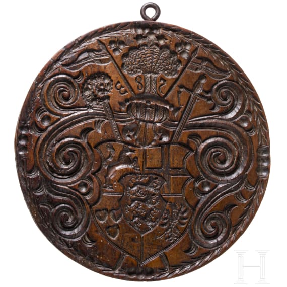A Swiss double sided wooden butter mould, dated 1583