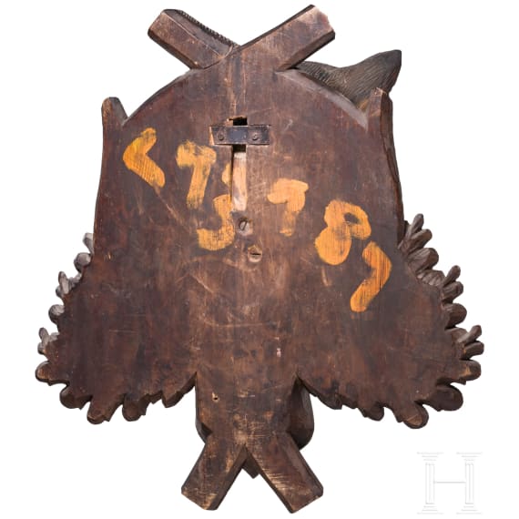 A wooden Berchtesgaden foxhead trophy, dated 1905