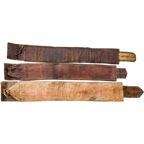 Three men's belts with green stitching, Lower Bavaria (?), circa 1810