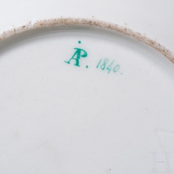 A porcelain cup with saucers with dominoes, Popov factory, dated 1840