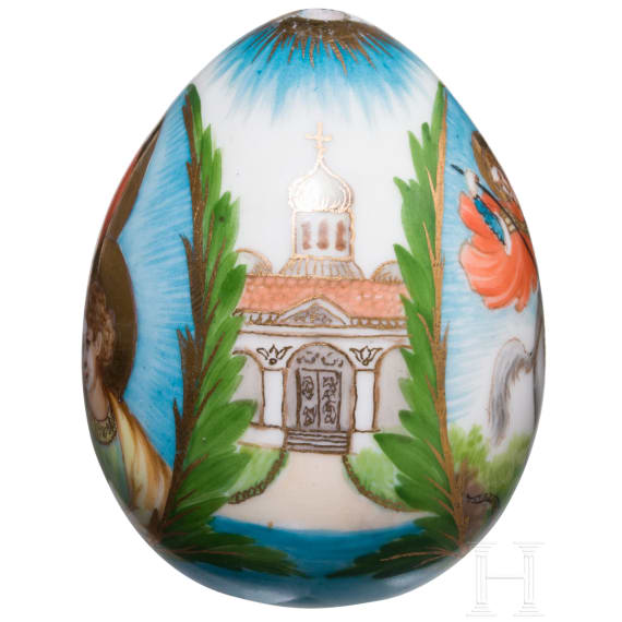 A porcelain easter egg showing the Resurrection of Christ, Russia, 20th century