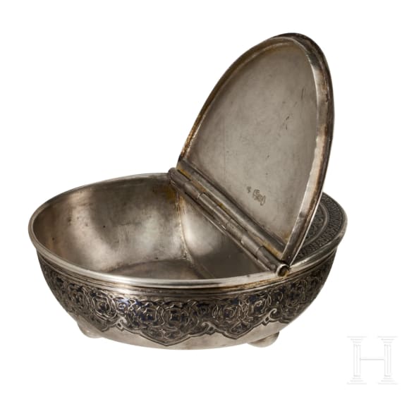 Silber- und Niello-Kaviarschale, Russland, Moskau, Iwan Iwanowitsch Owtschinnikow, 1875
