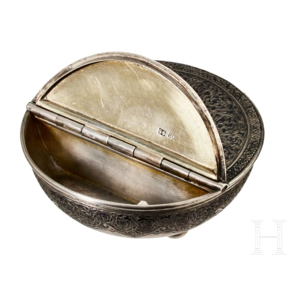 Silber- und Niello-Kaviarschale, Russland, Moskau, Iwan Iwanowitsch Owtschinnikow, 1875