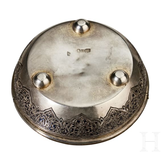 Silber- und Niello-Kaviarschale, Russland, Moskau, Iwan Iwanowitsch Owtschinnikow, 1875