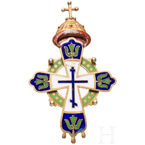 Goldenes Abzeichen f&uuml;r Geistliche zum 300-j&auml;hrigen Jubil&auml;um der Romanov-Dynastie, Russland, um 1913-15