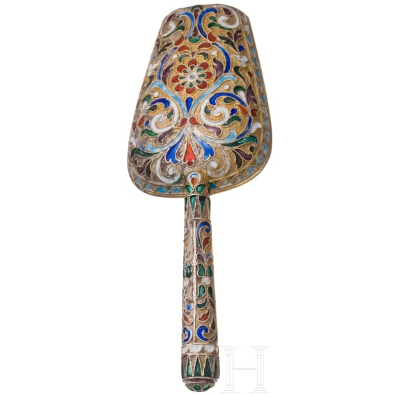 Cloisonn&eacute;-Email-Zuckerschaufel, Russland, St. Petersburg, um 1890
