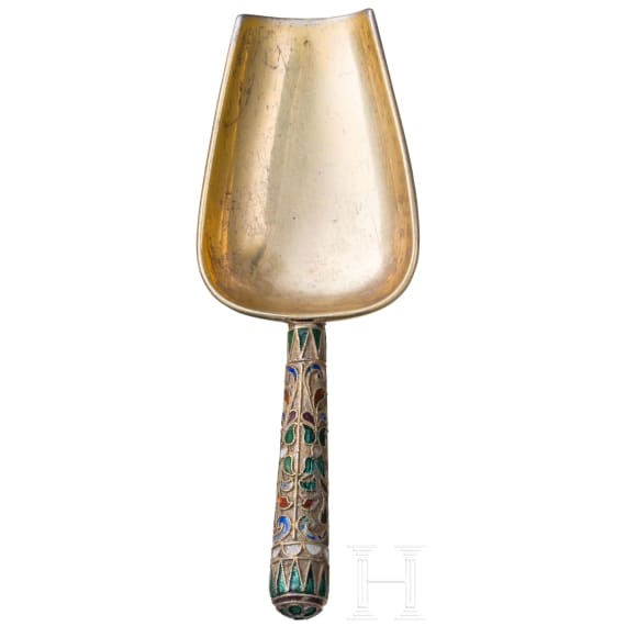 Cloisonn&eacute;-Email-Zuckerschaufel, Russland, St. Petersburg, um 1890