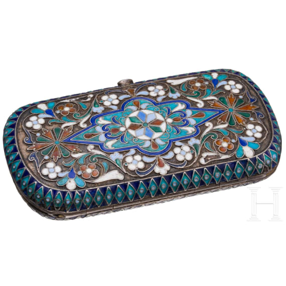 Cloisonn&eacute;-Email-Zigarettenetui, Russland, Moskau, Iwan Saltykow, um 1890