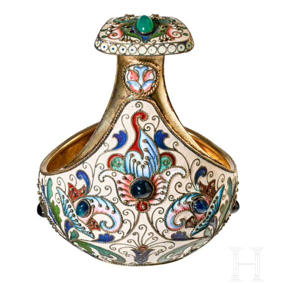 Gro&szlig;er Cloisonn&eacute;-Email-Kowsch, Russland, Moskau, Feodor R&uuml;ckert, 1899-1903
